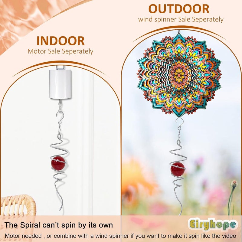 Eiryhope Gazing Ball Spiral Tail with Red Glass Orb - 13" Wind Spinner Stabilizer with Swivel Hook, Hanging Decor for Indoor Outdoor Garden Decor Rotating Art Ornament Christmas Décor & Unique Gift - Image 3